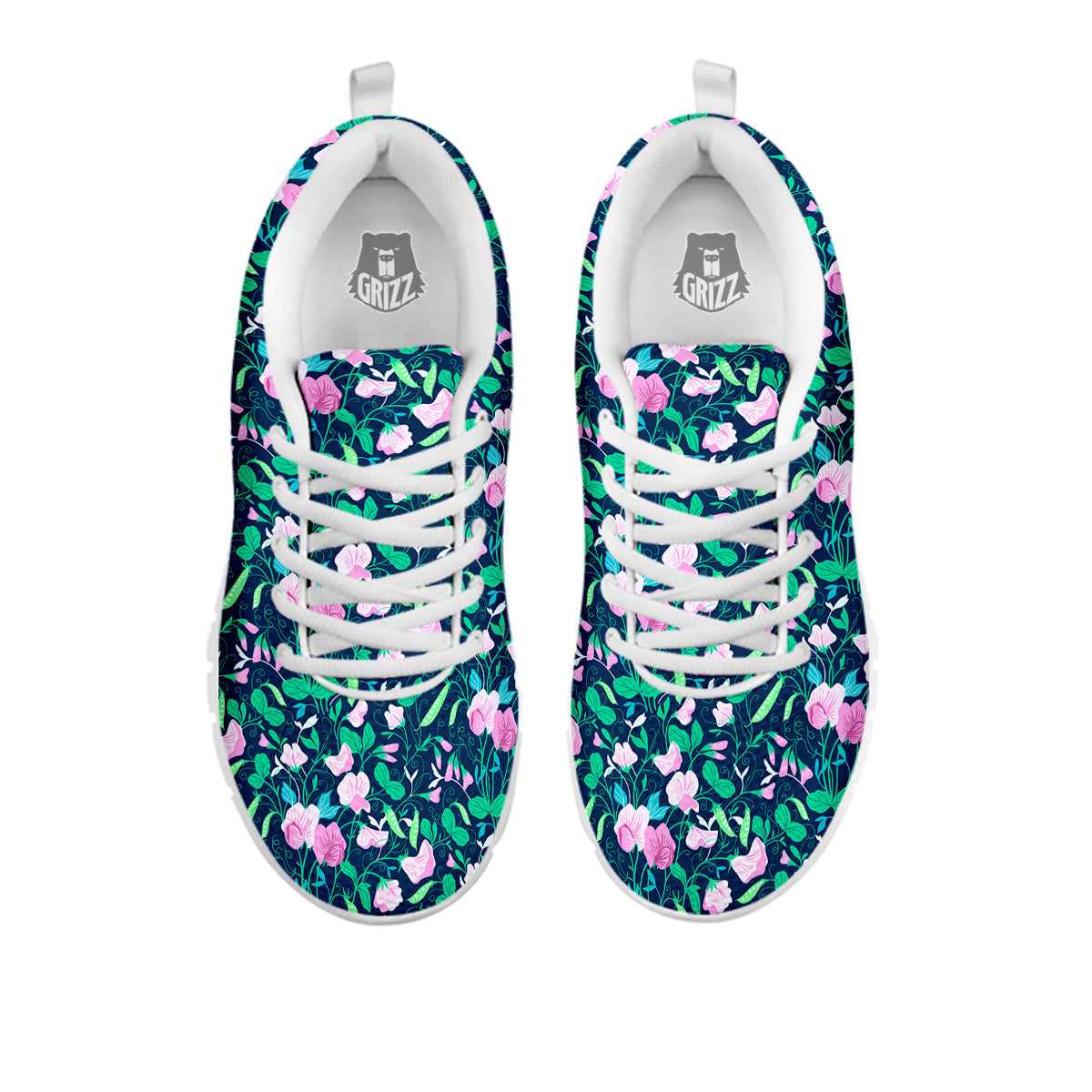 Sweet Pea Vintage Print Pattern White Sneaker-grizzshop