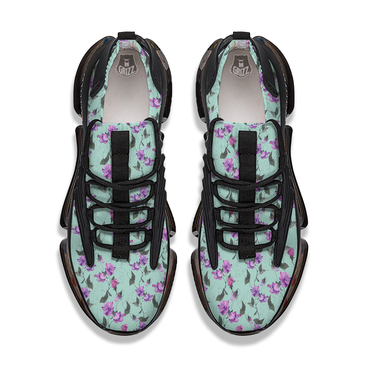 Sweet Pea Watercolor Print Pattern Black Gym Shoes-grizzshop