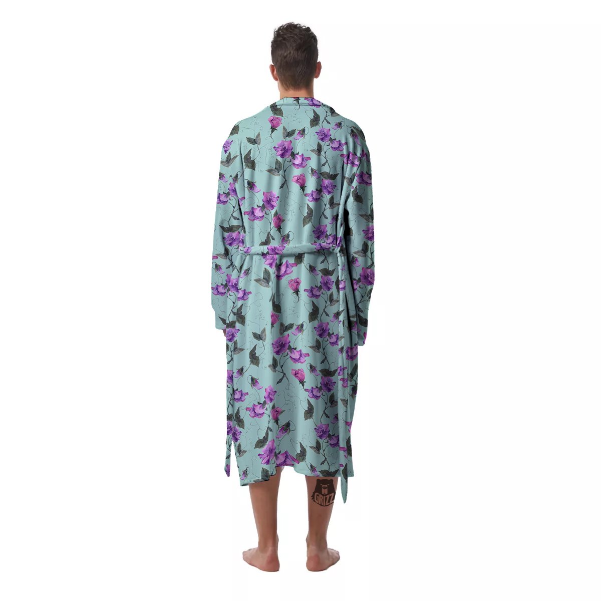 Sweet Pea Watercolor Print Pattern Men's Robe-grizzshop