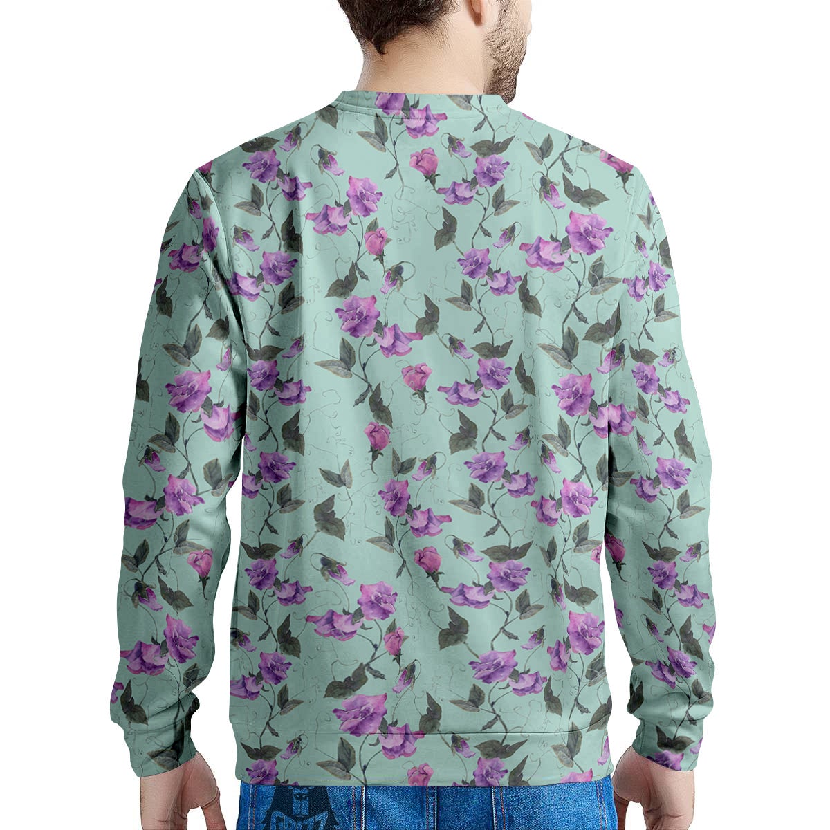 Sweet Pea Watercolor Print Pattern Men's Sweatshirt-grizzshop
