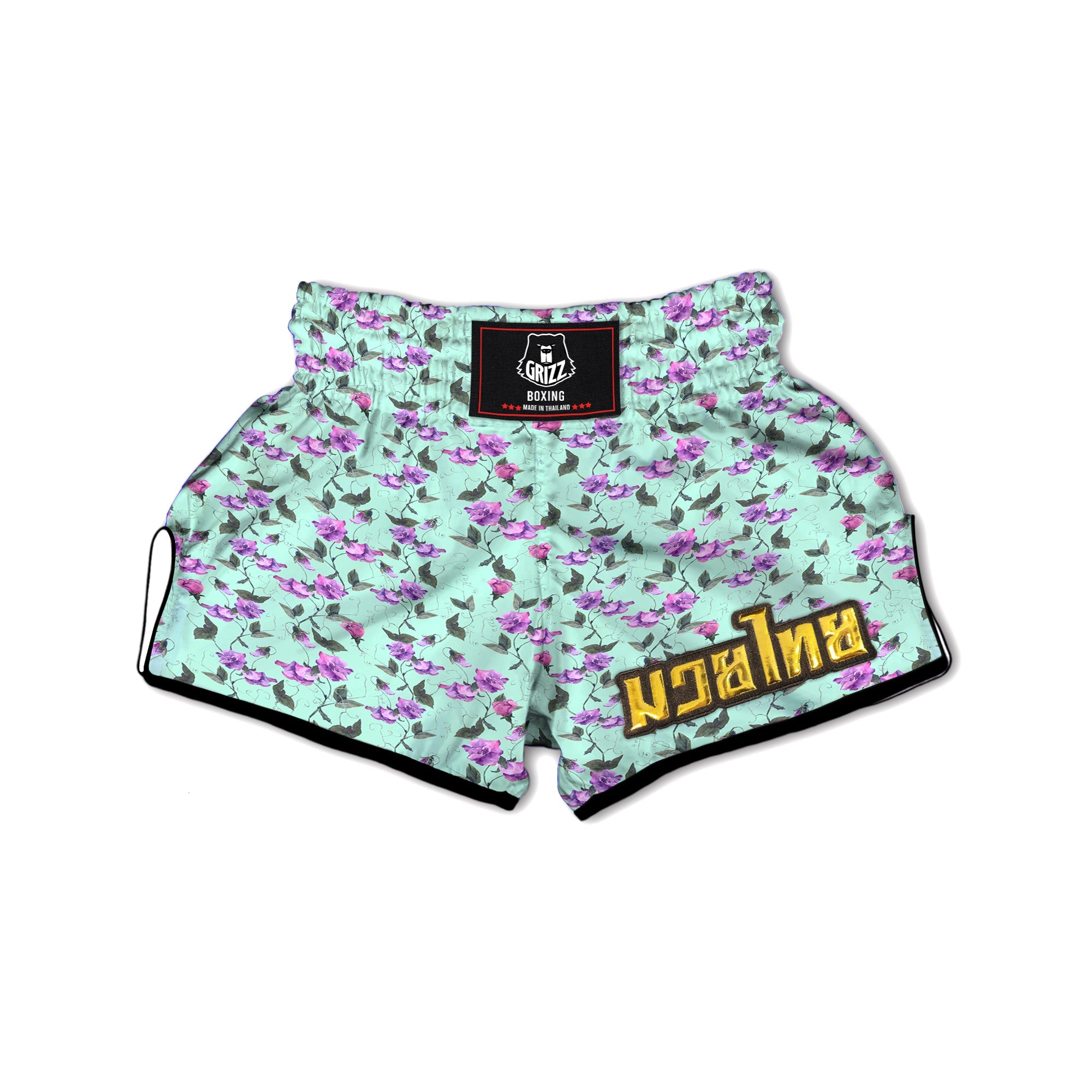Sweet Pea Watercolor Print Pattern Muay Thai Boxing Shorts-grizzshop