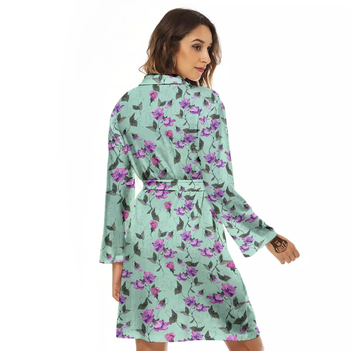 Sweet Pea Watercolor Print Pattern Women's Robe-grizzshop