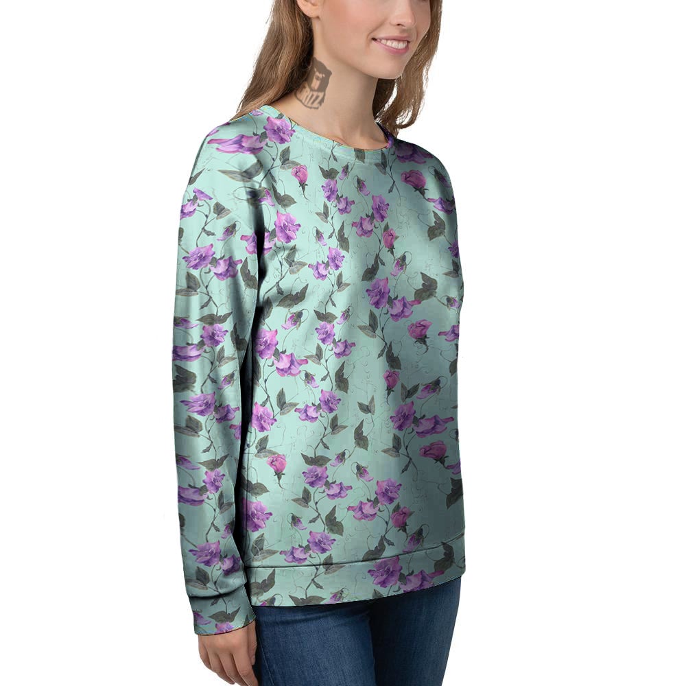 Sweet Pea Watercolor Print Pattern Women's Sweatshirt-grizzshop