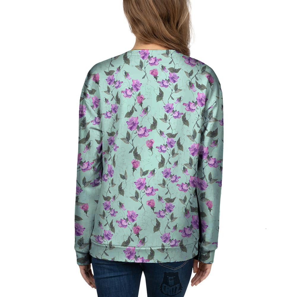 Sweet Pea Watercolor Print Pattern Women's Sweatshirt-grizzshop