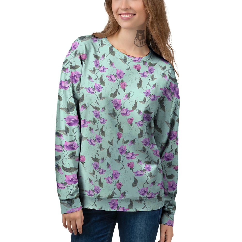 Sweet Pea Watercolor Print Pattern Women's Sweatshirt-grizzshop