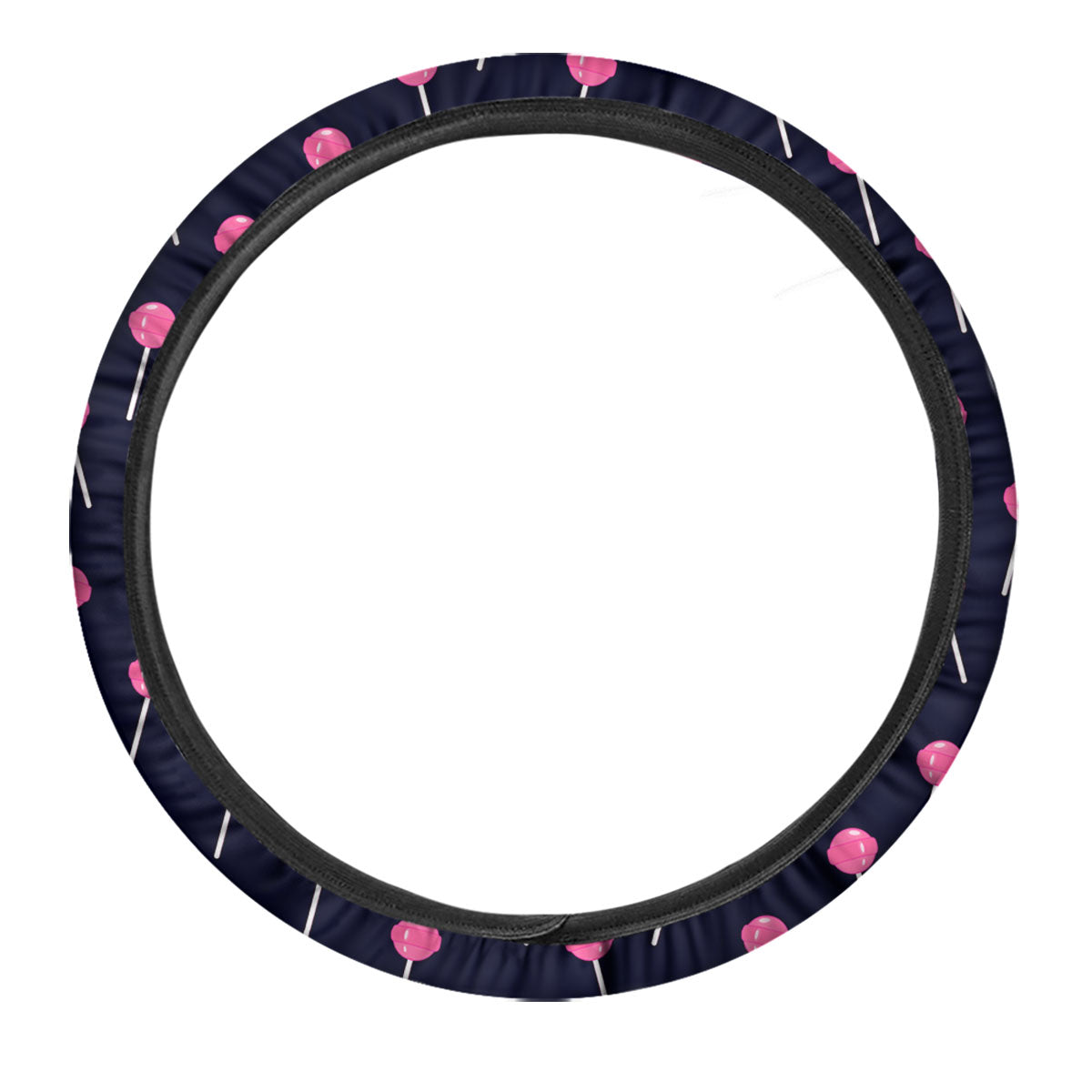 Sweet Pink Lollipop Print Pattern Car Steering Wheel Cover-grizzshop