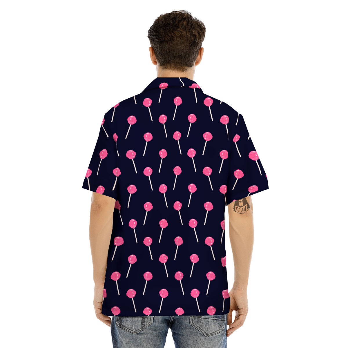 Sweet Pink Lollipop Print Pattern Men's Hawaiian Shirt-grizzshop