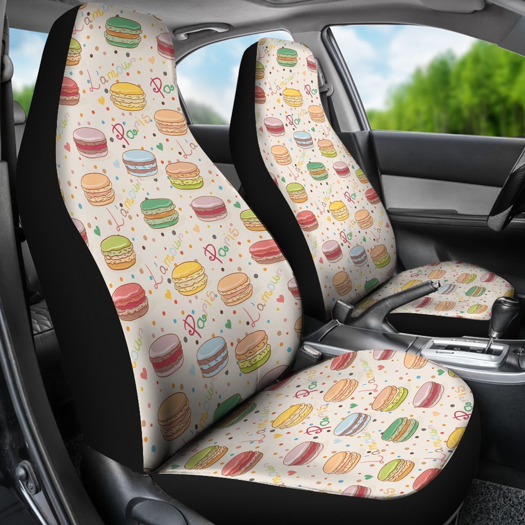 Sweet Macaron Pattern Print Universal Fit Car Seat Cover-grizzshop