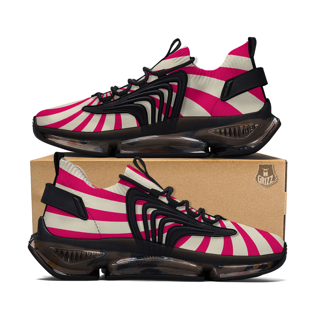 Swirl Candy Pink Print Black Gym Shoes-grizzshop