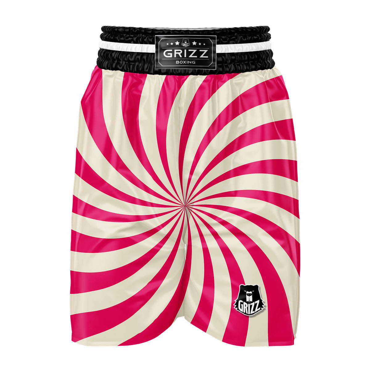 Swirl Candy Pink Print Boxing Shorts-grizzshop