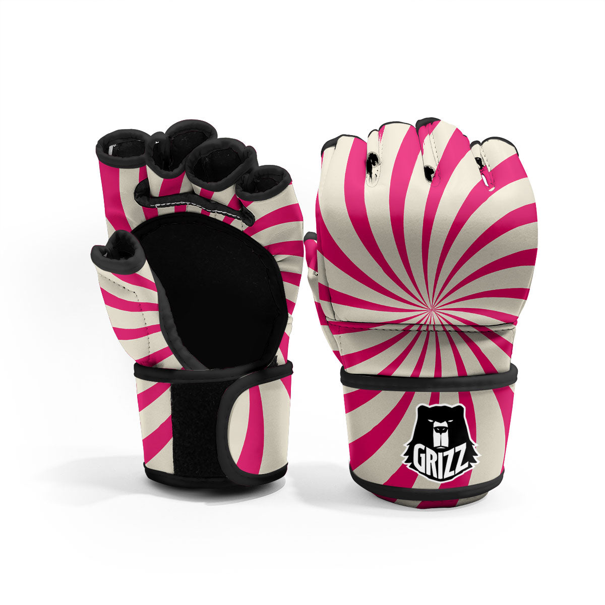 Swirl Candy Pink Print MMA Gloves-grizzshop