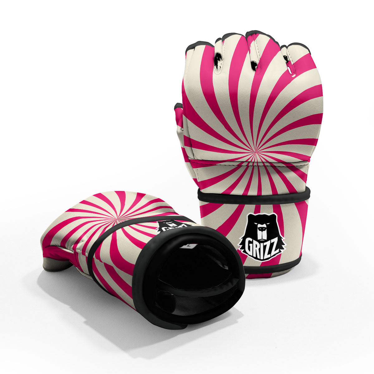 Swirl Candy Pink Print MMA Gloves-grizzshop