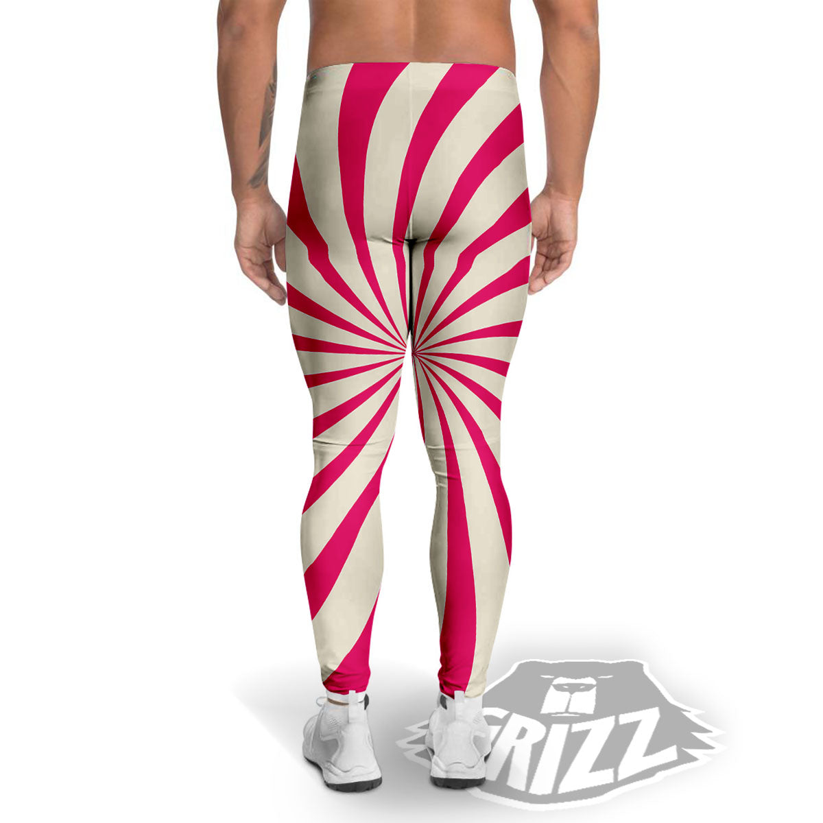 Swirl Candy Pink Print Men's Leggings-grizzshop