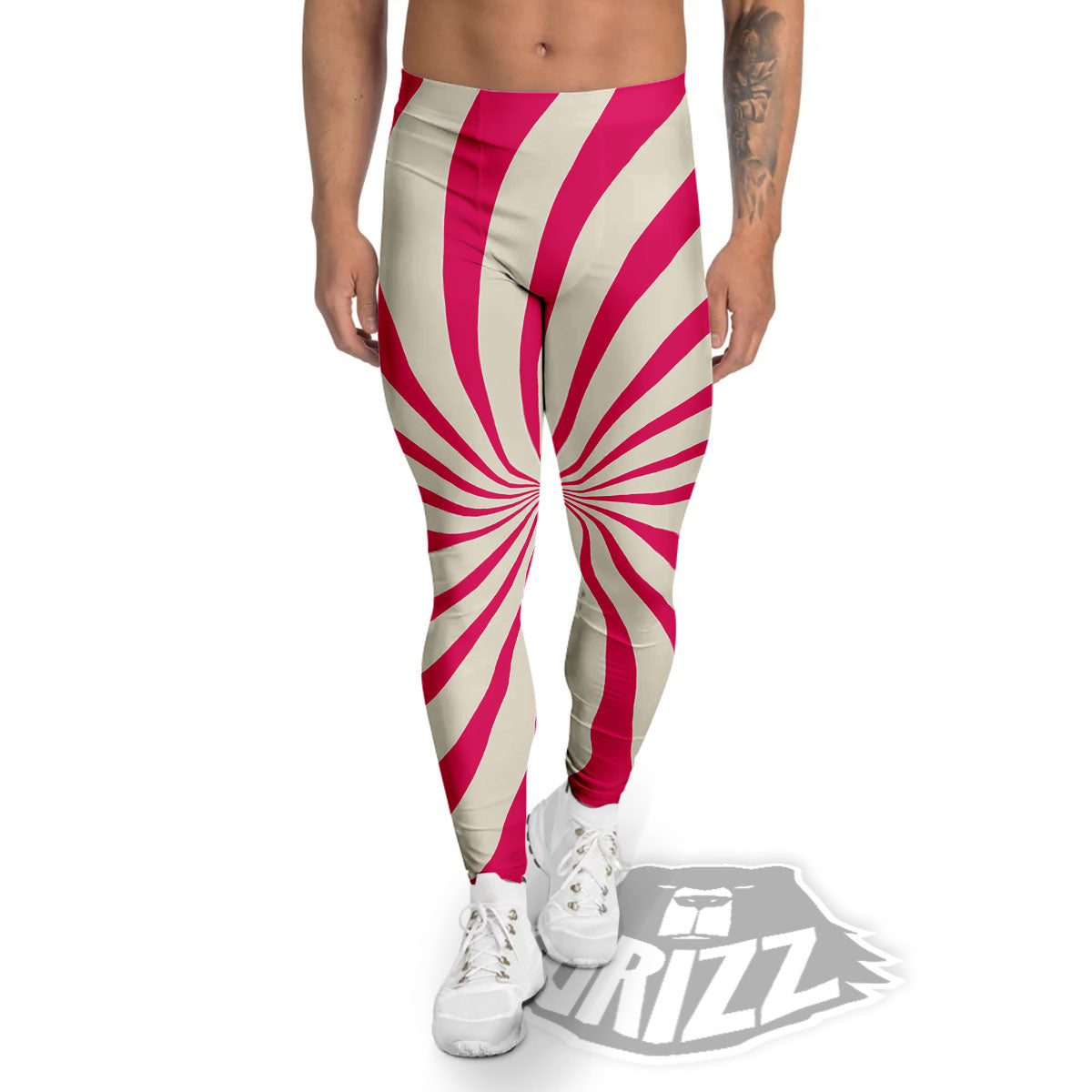 Swirl Candy Pink Print Men's Leggings-grizzshop