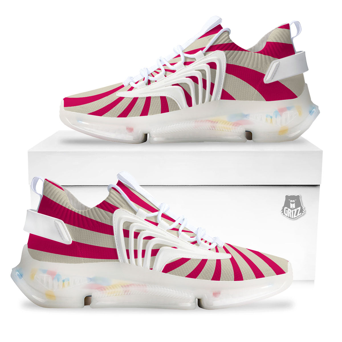 Swirl Candy Pink Print White Gym Shoes-grizzshop