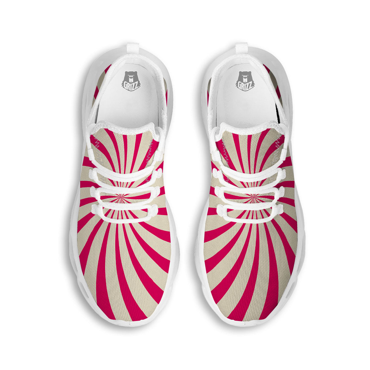Swirl Candy Pink Print White Running Shoes-grizzshop
