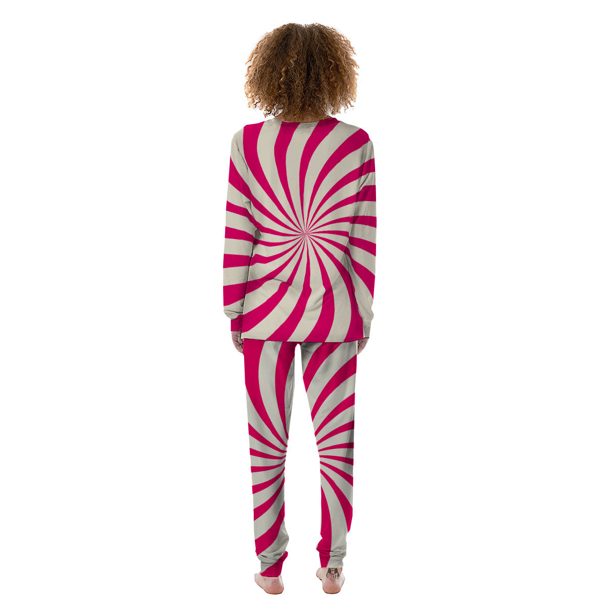 Swirl Candy Pink Print Women's Pajamas-grizzshop