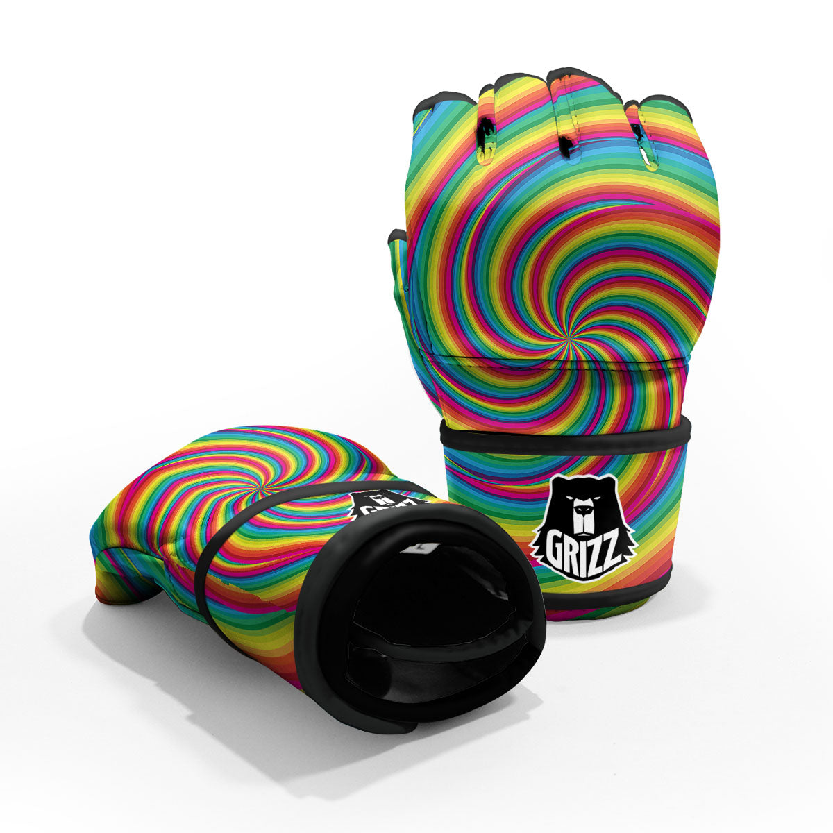 Swirl Candy Rainbow Print MMA Gloves-grizzshop