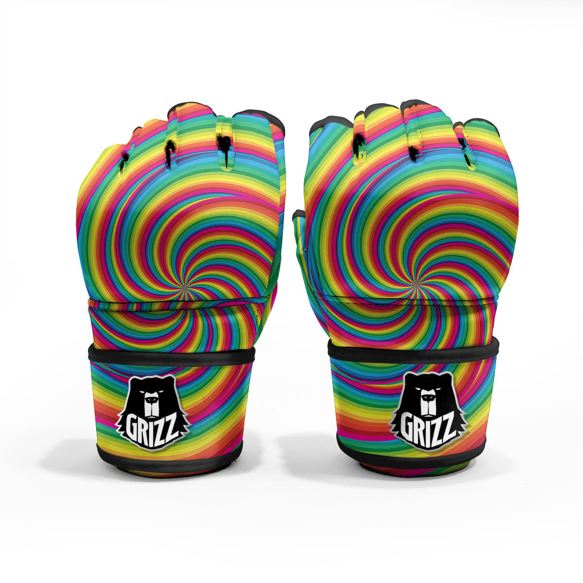 Swirl Candy Rainbow Print MMA Gloves-grizzshop