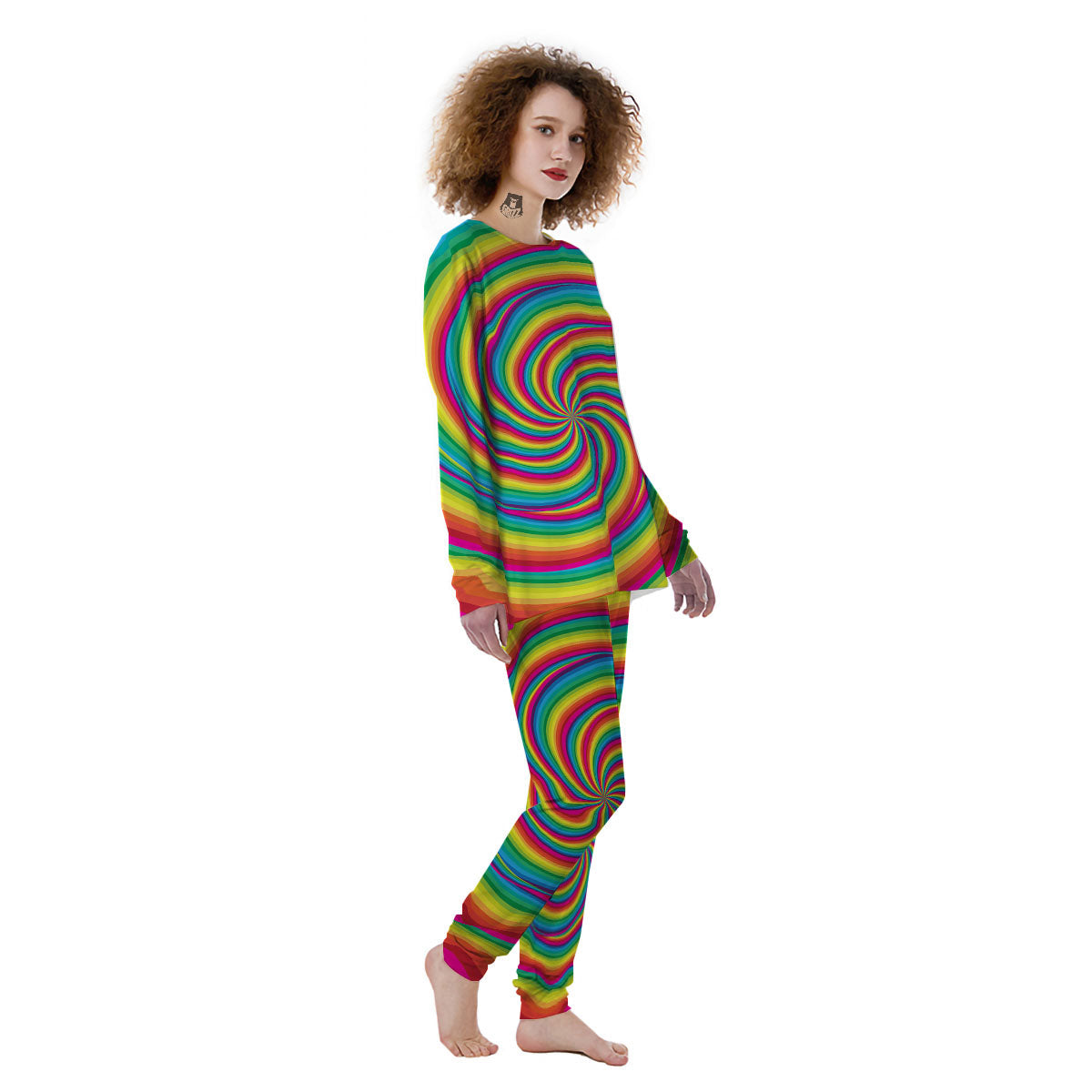 Swirl Candy Rainbow Print Women's Pajamas-grizzshop
