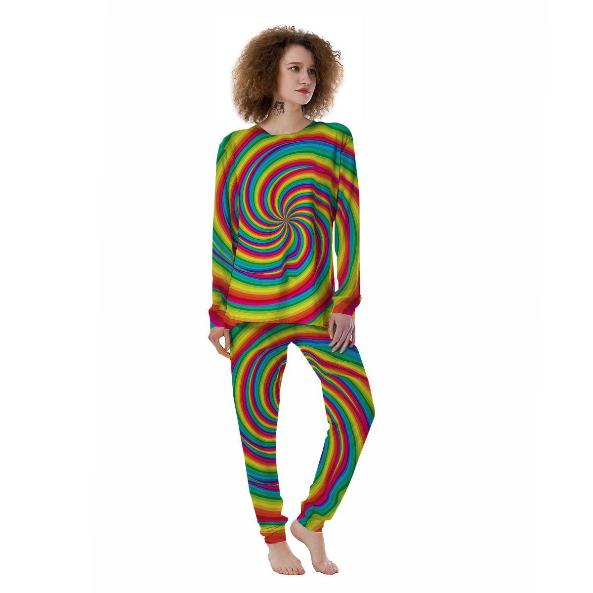 Swirl Candy Rainbow Print Women's Pajamas-grizzshop