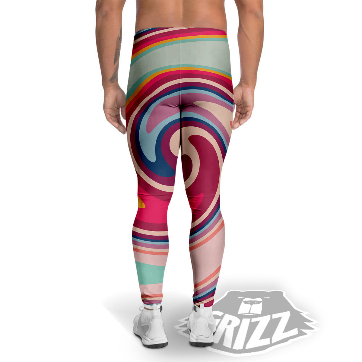 Swirl Colorful Print Men's Leggings-grizzshop