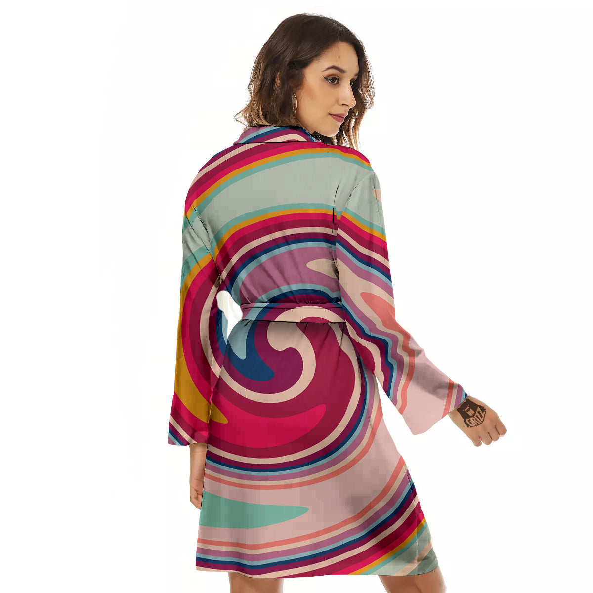 Swirl Colorful Print Women's Robe-grizzshop