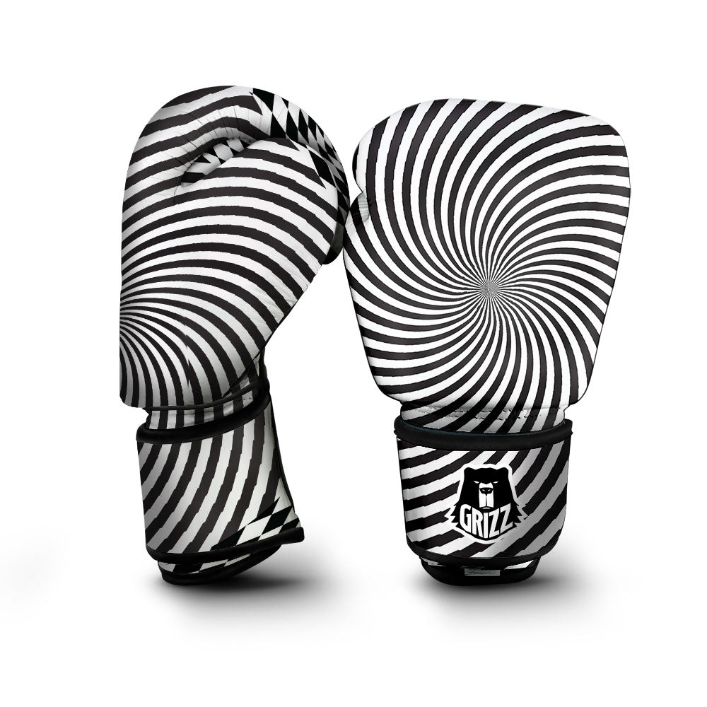 Swirl Illusion White And Black Print Boxing Gloves-grizzshop