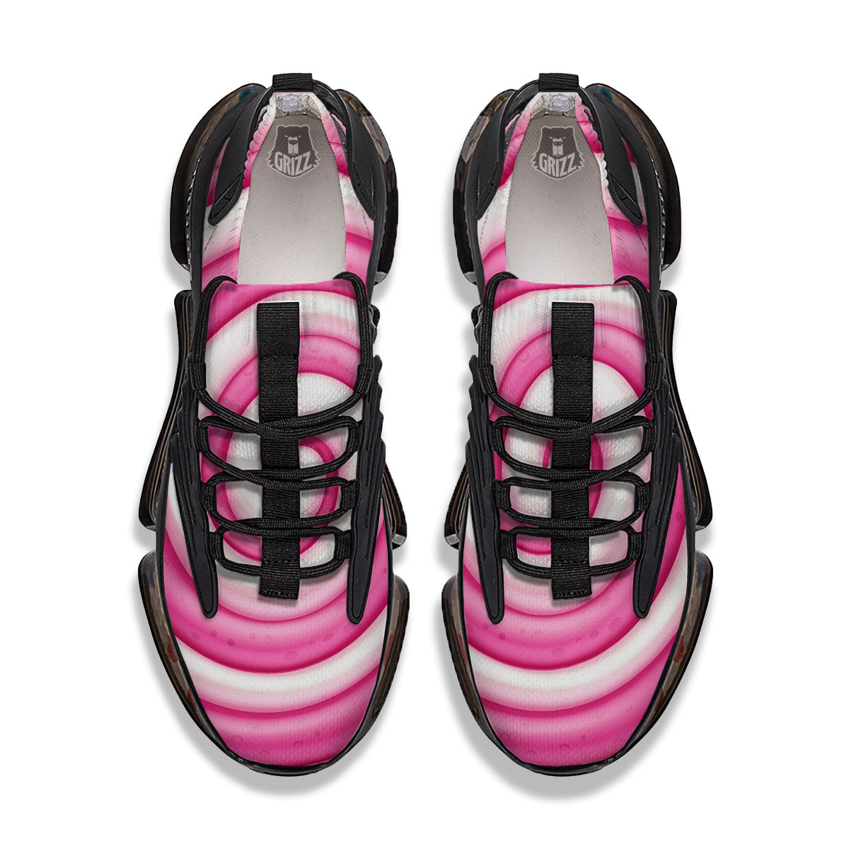 Swirl Pink Lollipop Print Black Gym Shoes-grizzshop