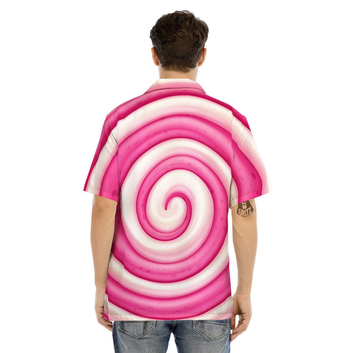 Swirl Pink Lollipop Print Men's Hawaiian Shirt-grizzshop
