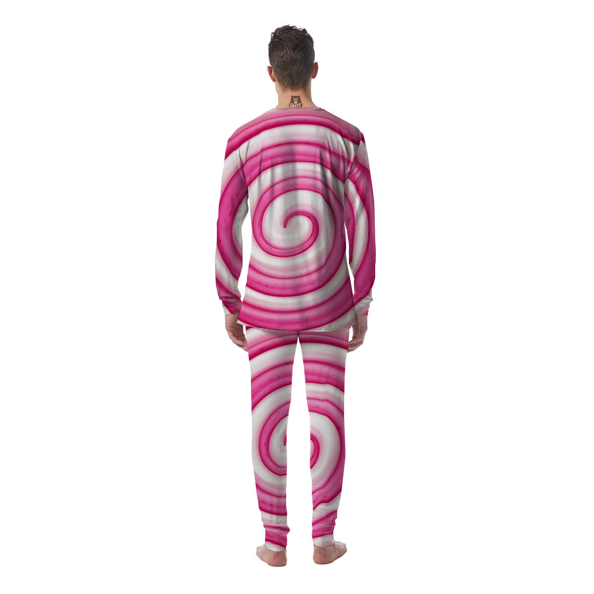 Swirl Pink Lollipop Print Men's Pajamas-grizzshop