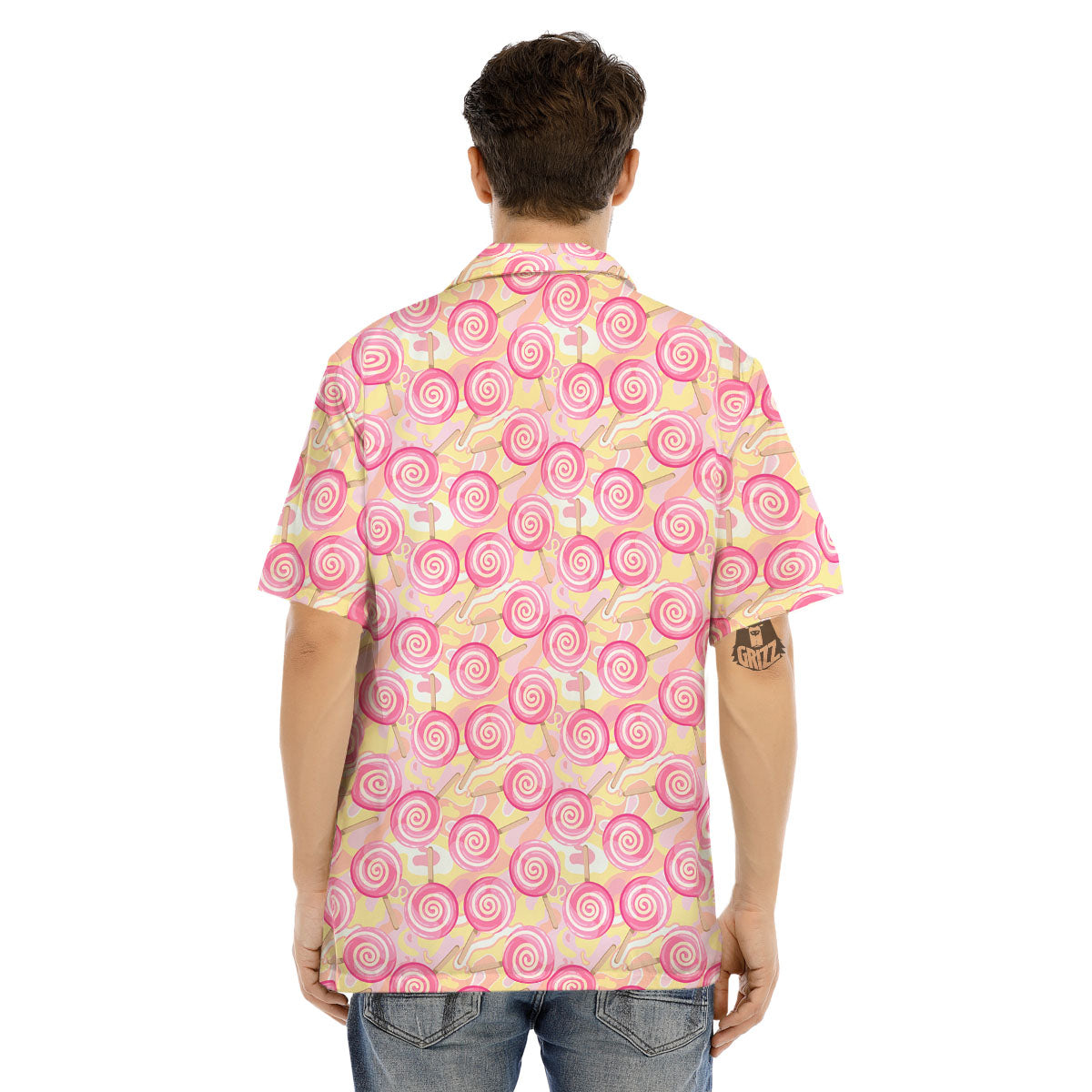 Swirl Pink Lollipop Print Pattern Men's Hawaiian Shirt-grizzshop
