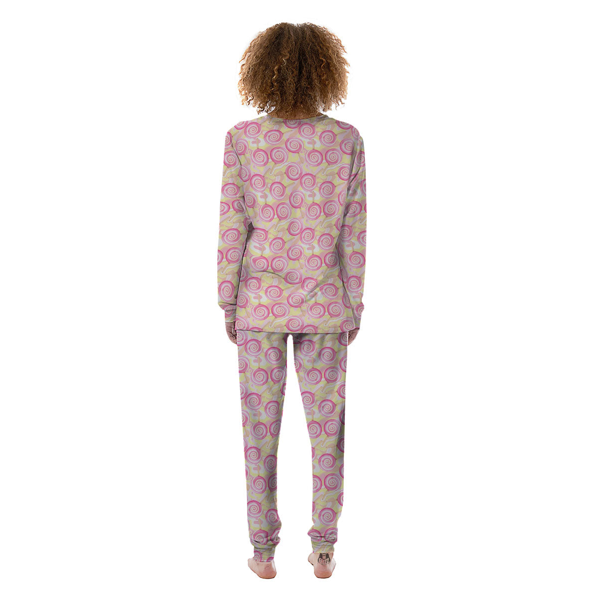 Swirl Pink Lollipop Print Pattern Women's Pajamas-grizzshop