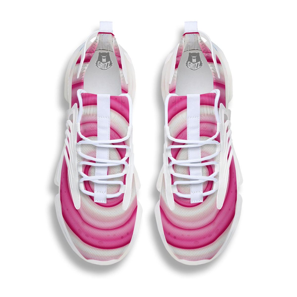 Swirl Pink Lollipop Print White Gym Shoes-grizzshop