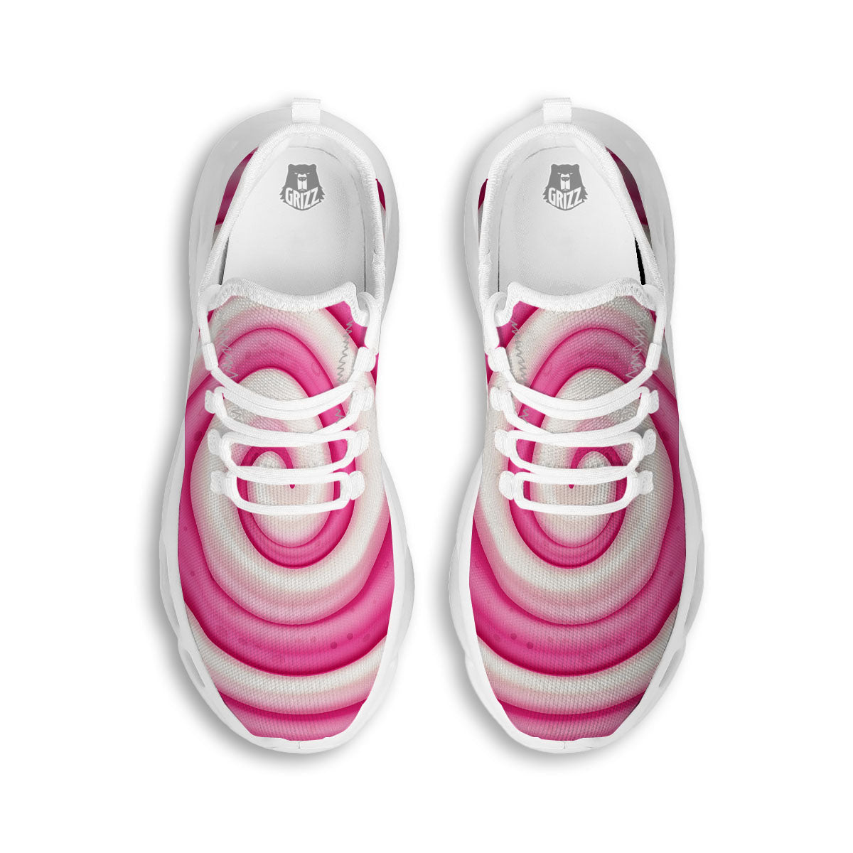 Swirl Pink Lollipop Print White Running Shoes-grizzshop