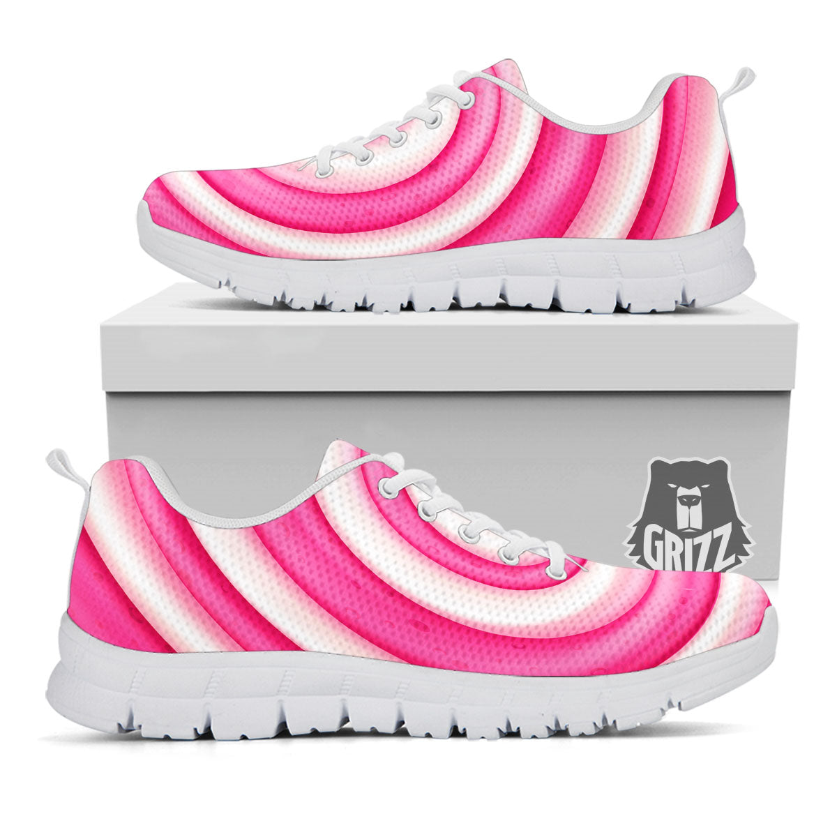 Swirl Pink Lollipop Print White Sneaker-grizzshop