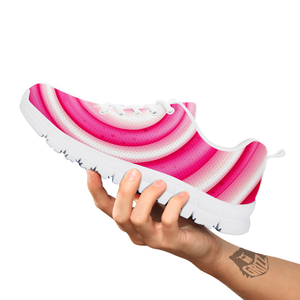 Swirl Pink Lollipop Print White Sneaker-grizzshop