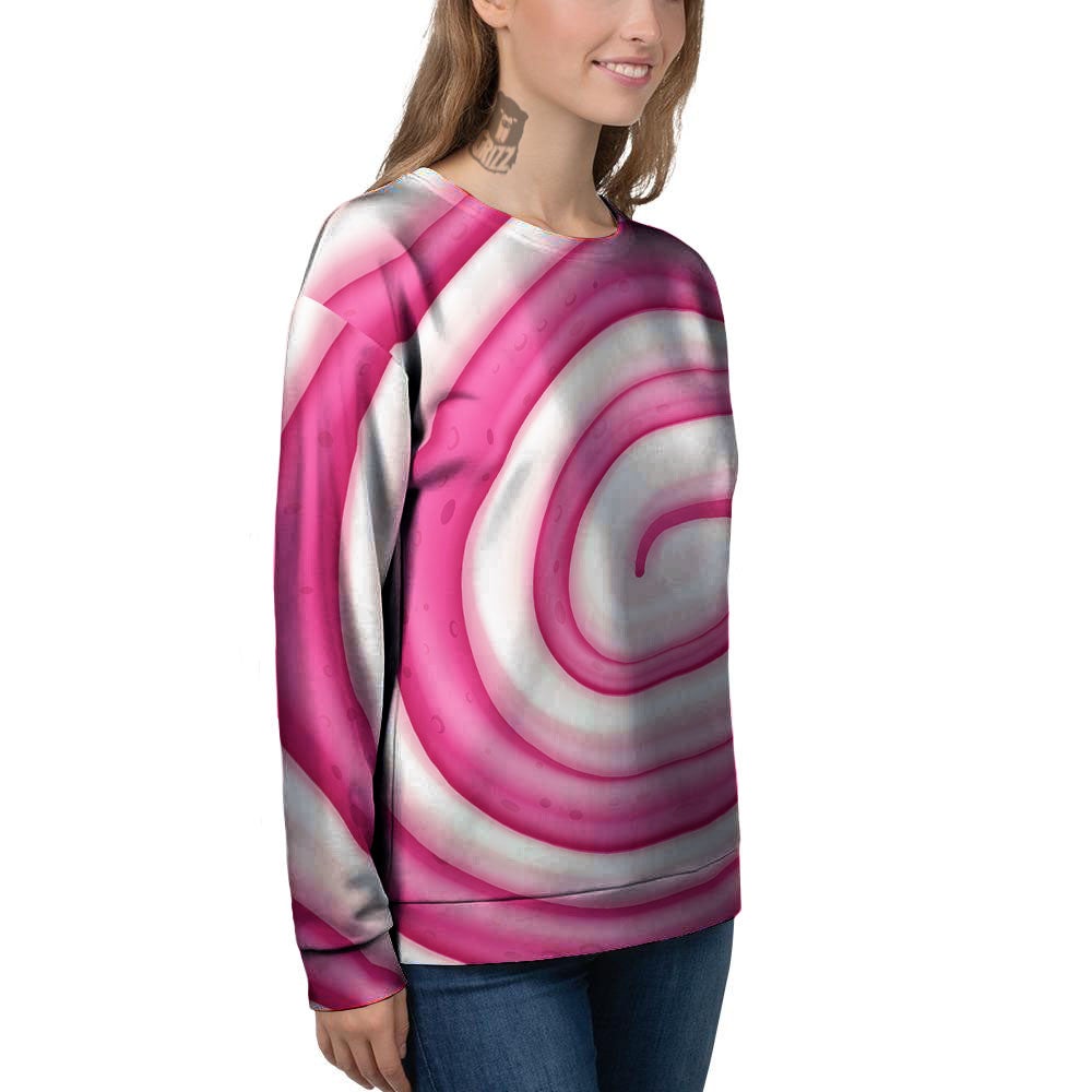 Swirl Pink Lollipop Print Women's Sweatshirt-grizzshop