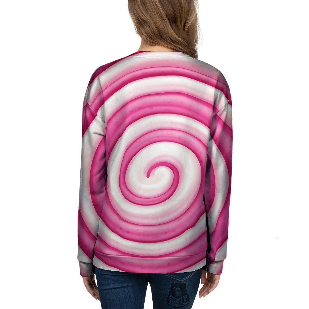Swirl Pink Lollipop Print Women's Sweatshirt-grizzshop