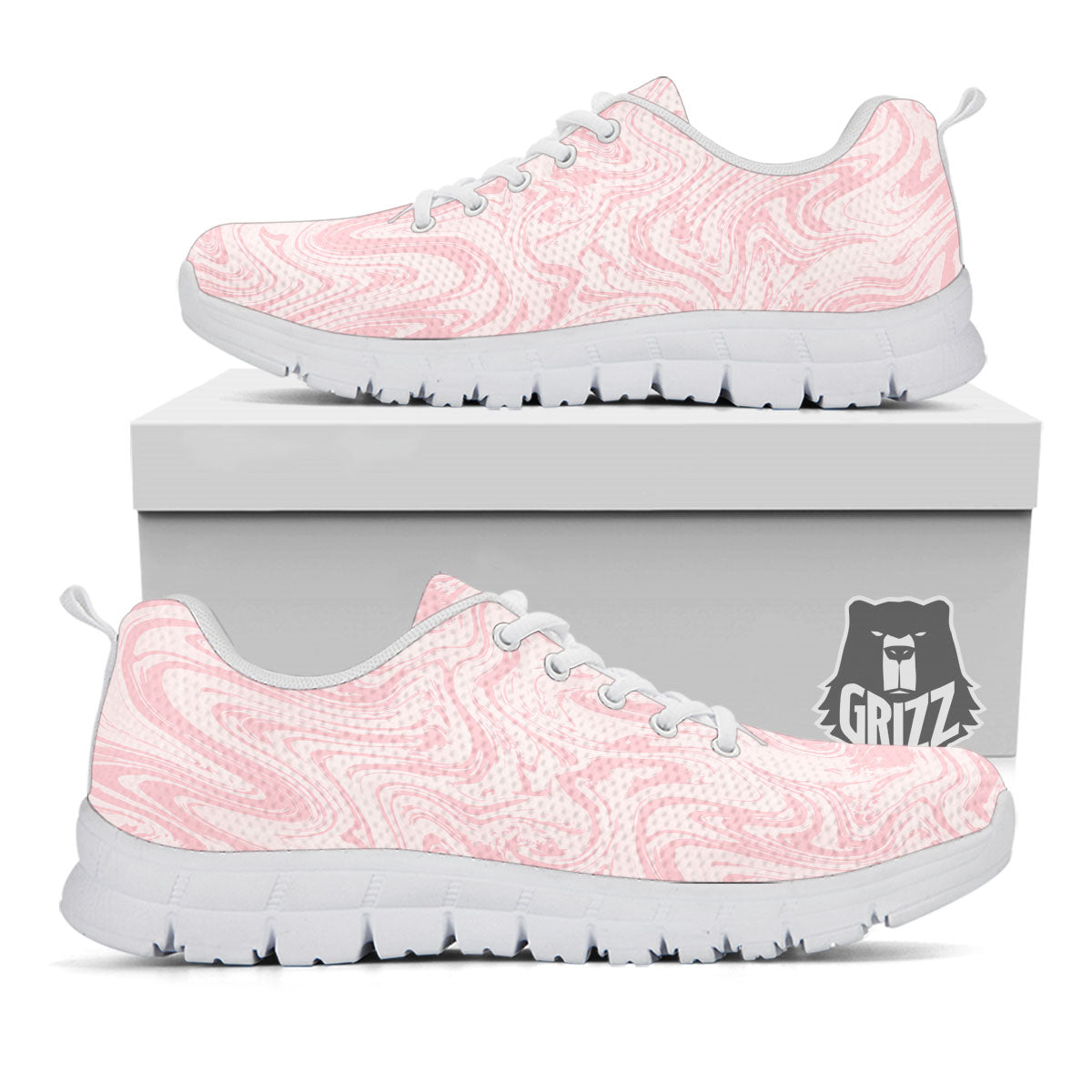 Swirl Pink Print Pattern White Sneaker-grizzshop