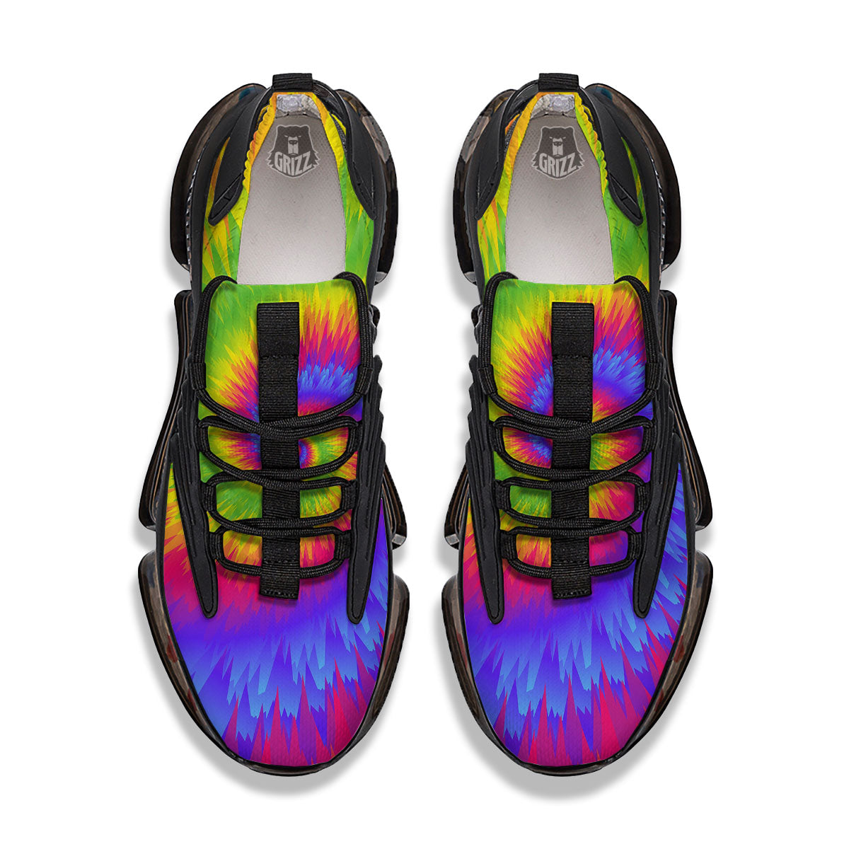 Swirl Rainbow Psychedelic Print Black Gym Shoes-grizzshop