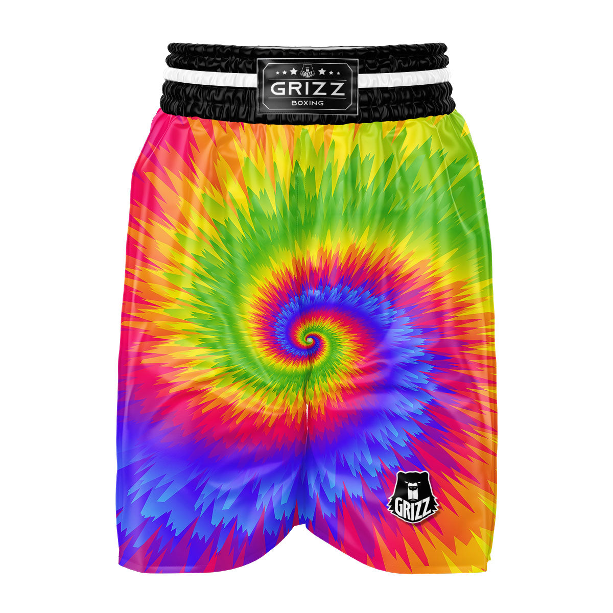Swirl Rainbow Psychedelic Print Boxing Shorts-grizzshop