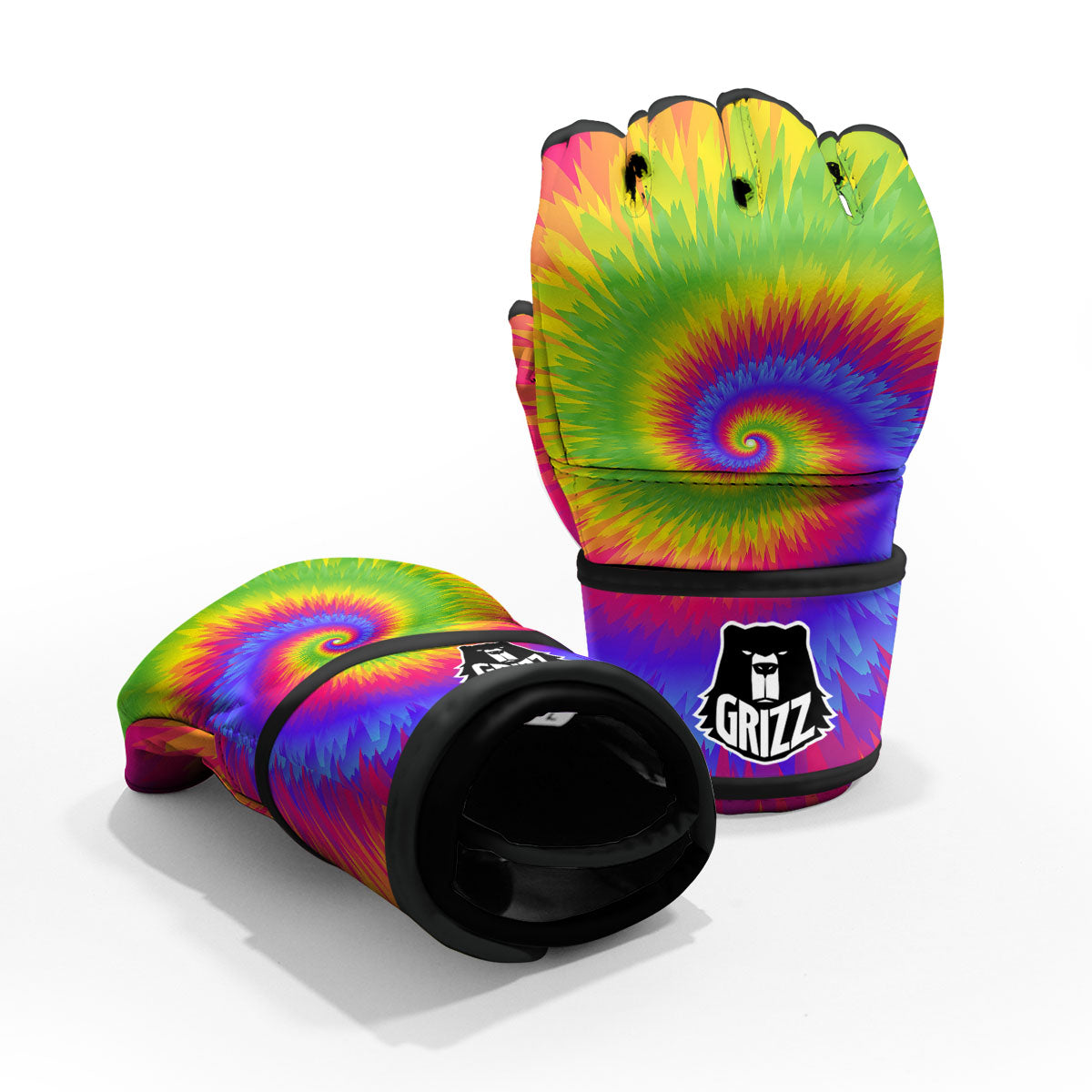 Swirl Rainbow Psychedelic Print MMA Gloves-grizzshop