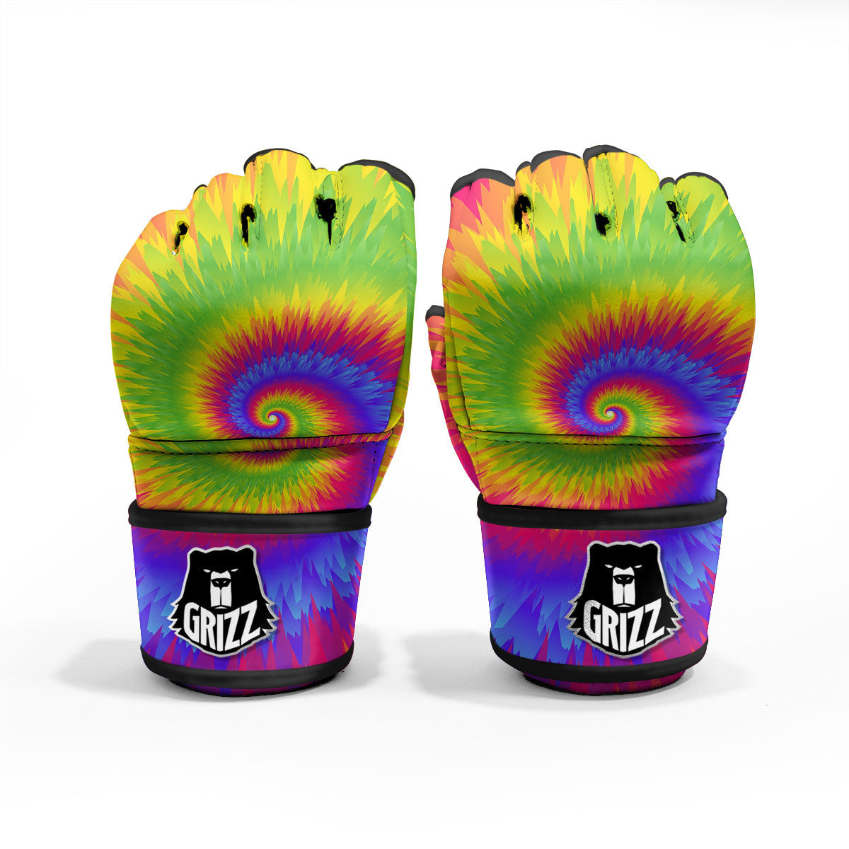 Swirl Rainbow Psychedelic Print MMA Gloves-grizzshop