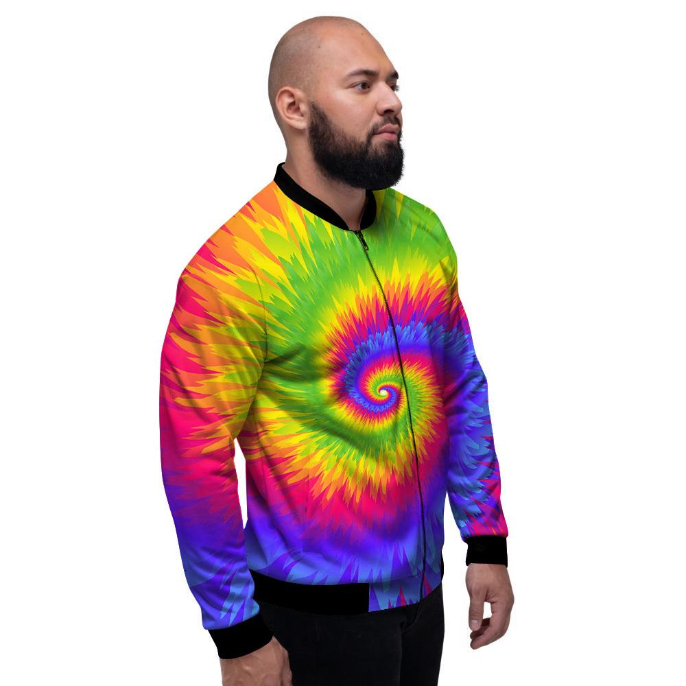 Swirl Rainbow Psychedelic Print Men's Bomber Jacket-grizzshop