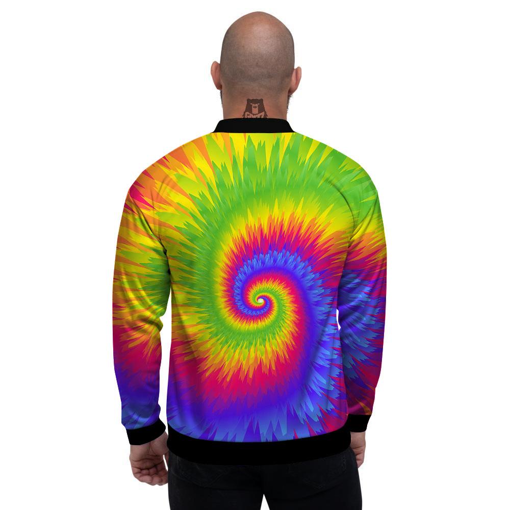 Swirl Rainbow Psychedelic Print Men's Bomber Jacket-grizzshop