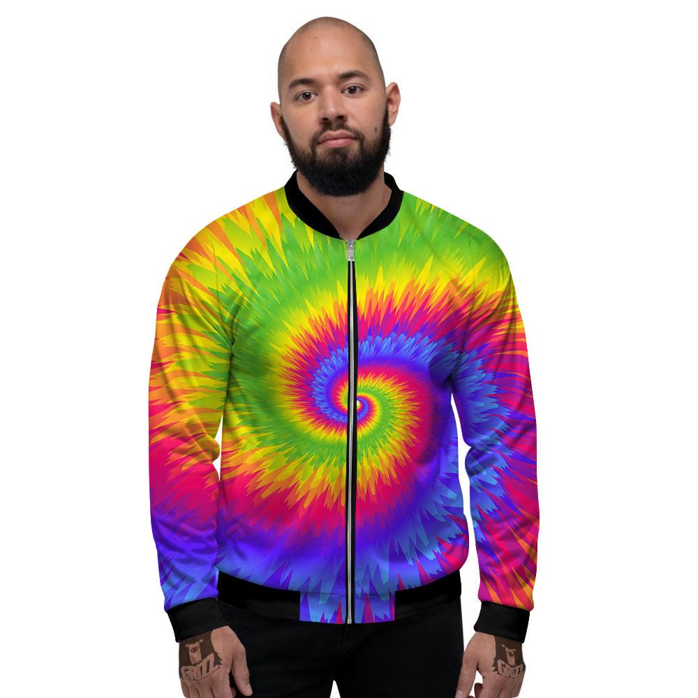 Swirl Rainbow Psychedelic Print Men's Bomber Jacket-grizzshop