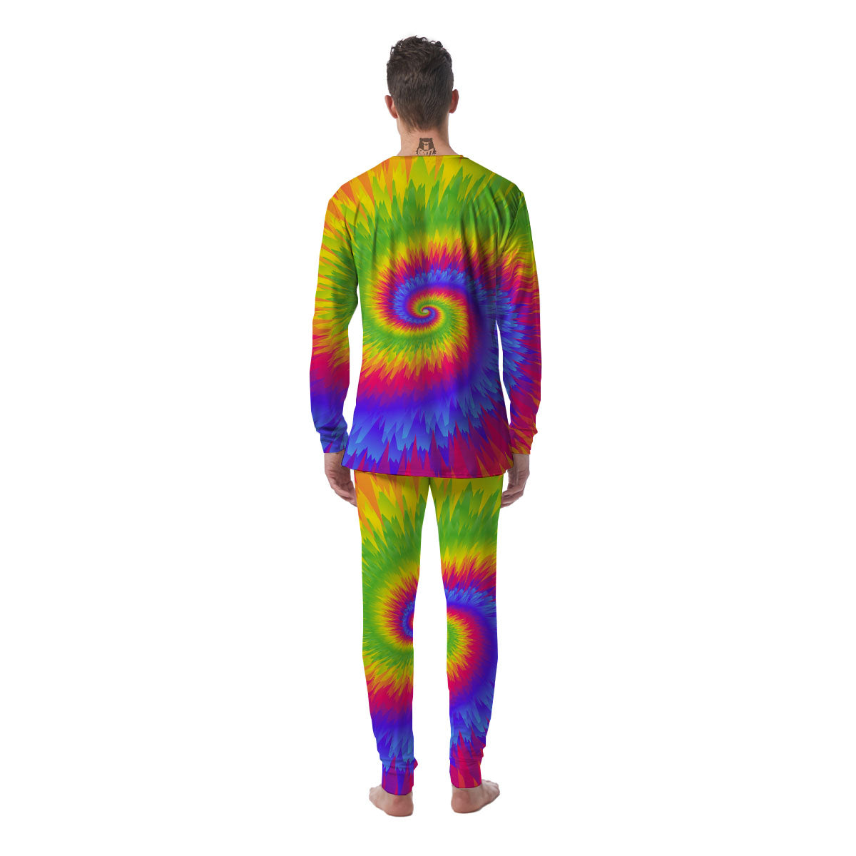 Swirl Rainbow Psychedelic Print Men's Pajamas-grizzshop