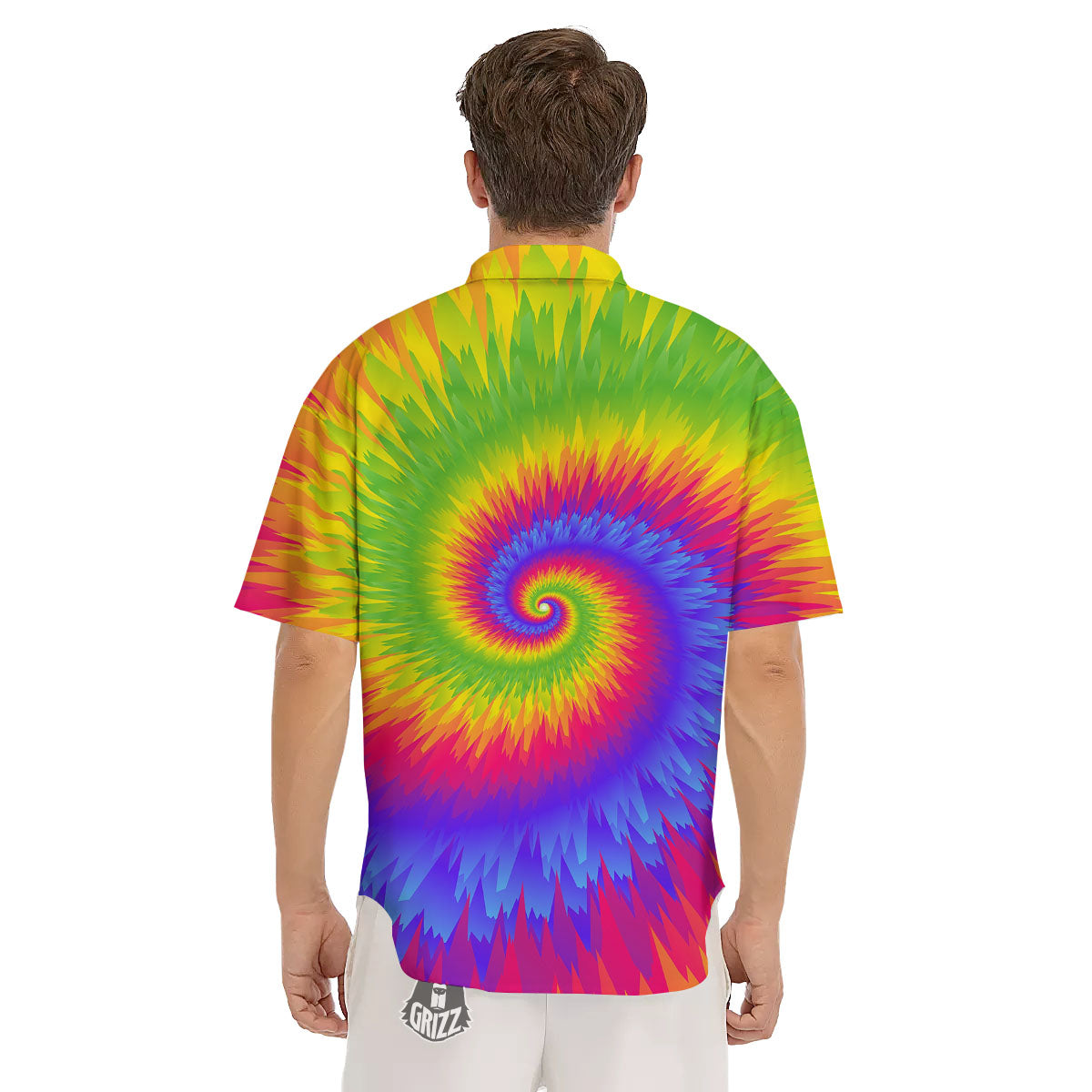Swirl Rainbow Psychedelic Print Men's Short Sleeve Shirts-grizzshop