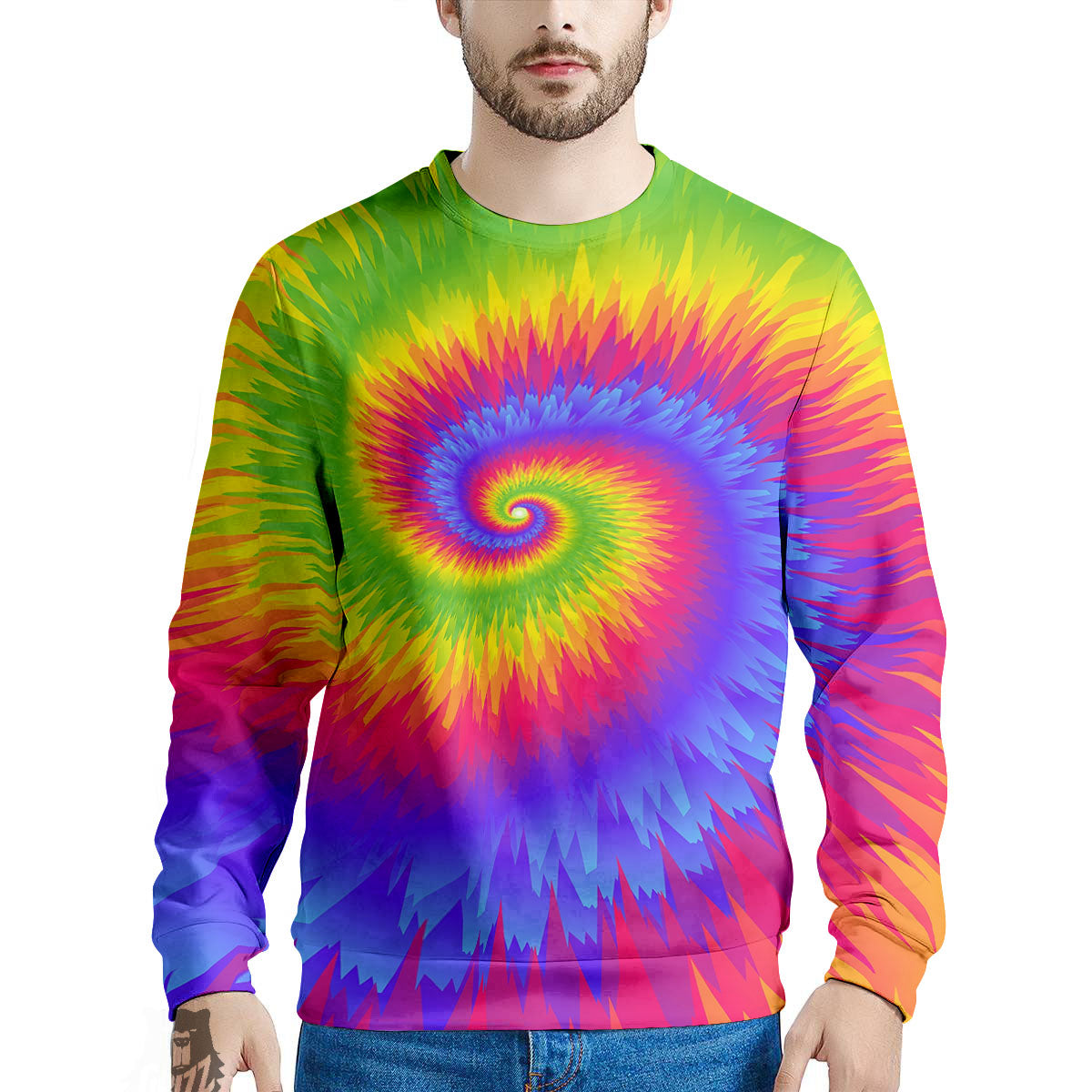 Swirl Rainbow Psychedelic Print Men's Sweatshirt-grizzshop